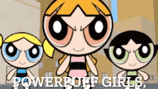the powerpuff girls are standing next to each other in a cartoon