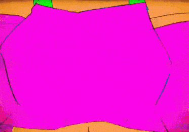 a cartoon of a girl with green hair and a pink scarf around her neck .