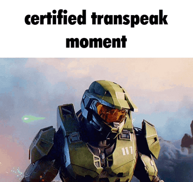 a picture of a video game character with the words certified transpeak moment