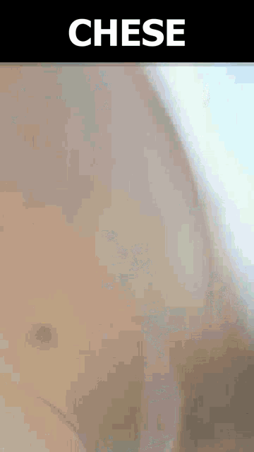 a close up of a person 's stomach with the word chese above it
