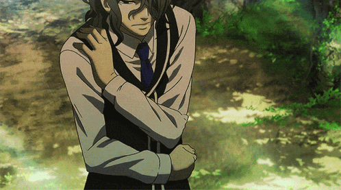 a man in a suit and tie is standing in a field