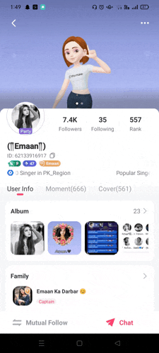 a screenshot of a person 's profile on a social media app