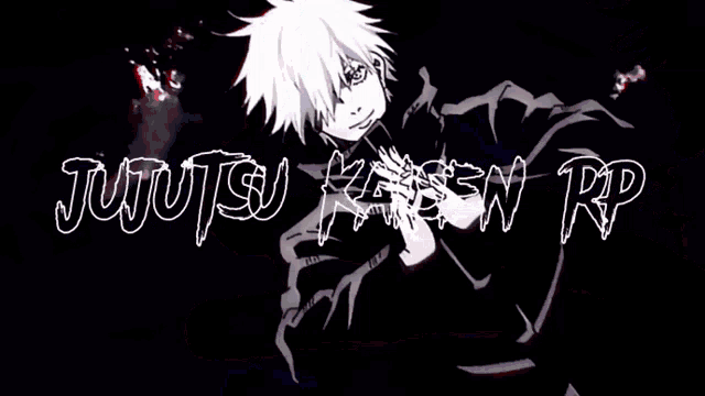 a poster for jujutsu kaisen rp shows a person holding a sword