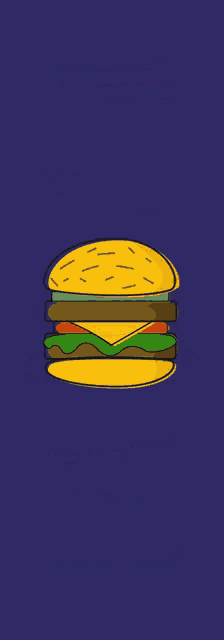 a poster for a vegan burger with various toppings on a purple background