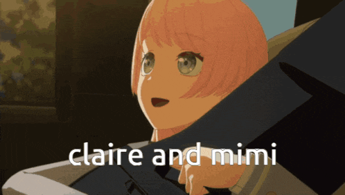 a picture of a girl with the words claire and mimi