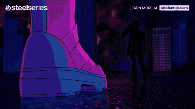 an advertisement for steelseries shows a woman with a tear coming out of her eye