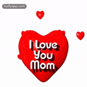 a red heart with the words `` i love you mom '' surrounded by pink hearts .