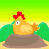 a pixel art drawing of a cat in the dirt with a balloon in the background