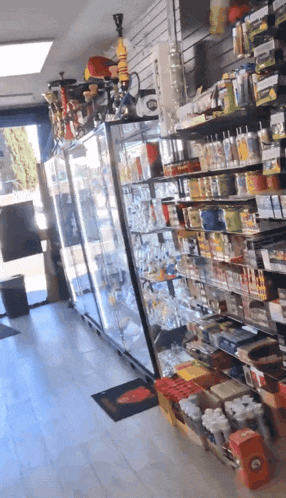 the inside of a store with hookahs and other items