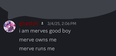 a screenshot of a conversation between ghastyh and merve runs me
