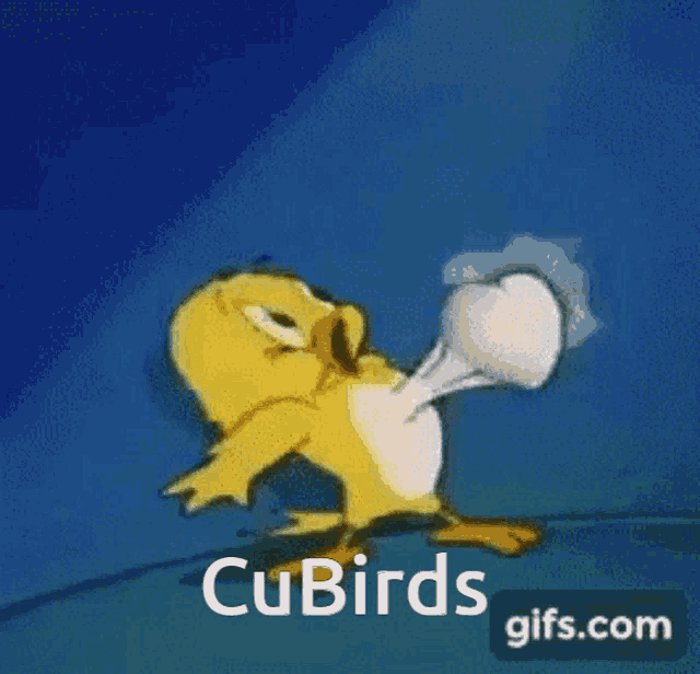 a cartoon of a duck with the words cubirds gifs.com underneath it