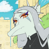 a cartoon drawing of a dragon with a necklace on