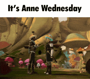 a cartoon scene with the words " it 's anne wednesday " at the top