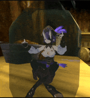a girl in a pirate outfit is behind a glass block