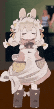 a cartoon character with bunny ears and a white apron