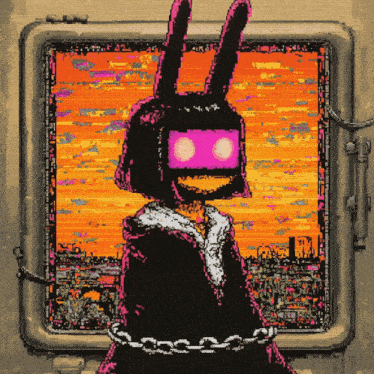 a pixel art drawing of a girl with a rabbit head