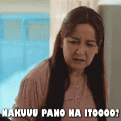 a woman in a pink shirt is making a funny face and says nakuuu pano na itooo ?