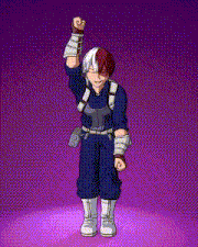 a pixel art drawing of a boy in a superhero costume with his fist in the air .