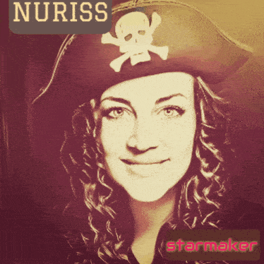 a woman wearing a pirate hat with a skull and crossbones
