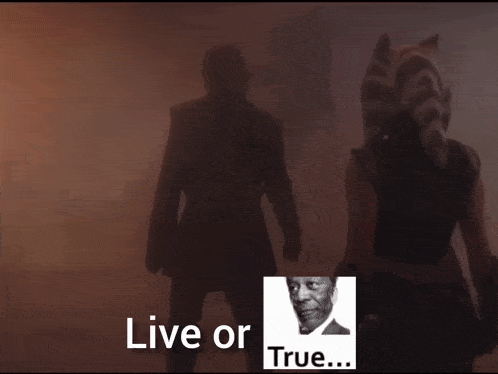 a picture of a man holding a lightsaber and the words live or true
