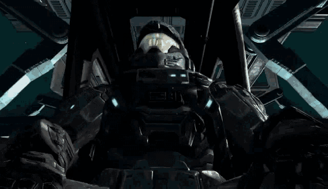 a video game character with a helmet that says ' assault rifle ' on it