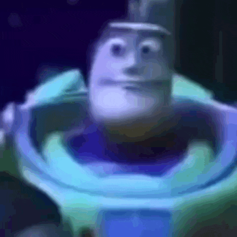 buzz lightyear from toy story is looking at the camera with a serious look on his face .