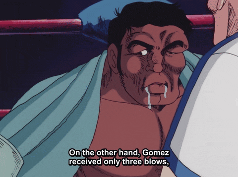 a man in a boxing ring with a towel around his neck says " on the other hand gomez received only three blows "