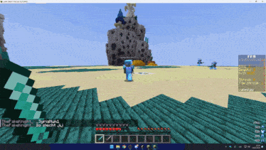 a screen shot of a minecraft game with a diamond sword