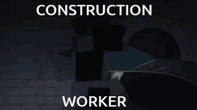 a group of people standing in a hallway with the words construction worker above them
