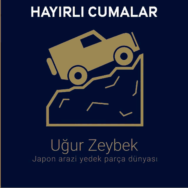 a logo for a company called hayirli cumalar shows a car going up a hill