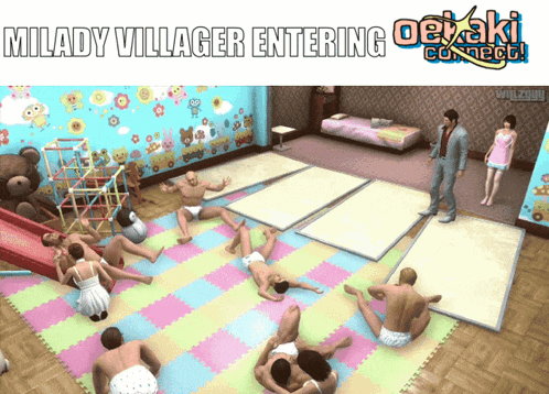 a poster for a video game called milady villager entering detective connect