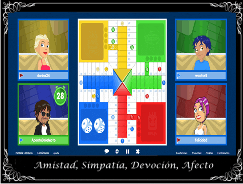 a screenshot of a board game with the number 28 in the center