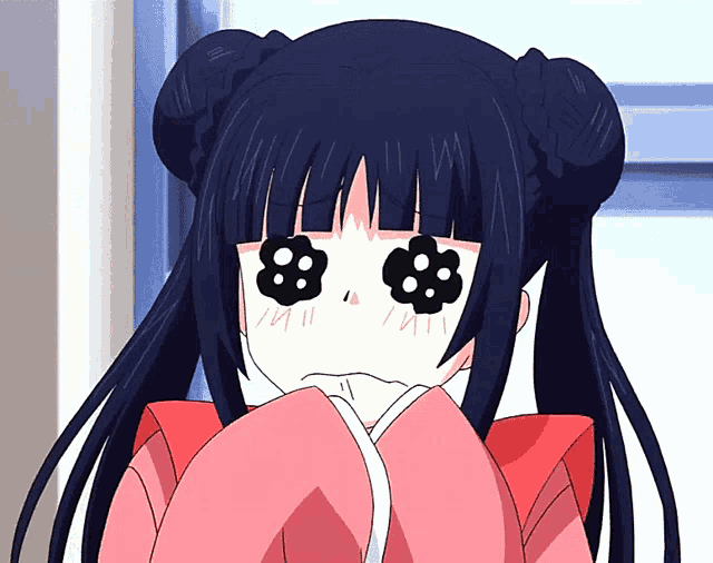 a girl with black hair and a pink shirt has flowers painted on her eyes