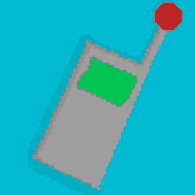 a pixel art of a cell phone with a green screen that says love