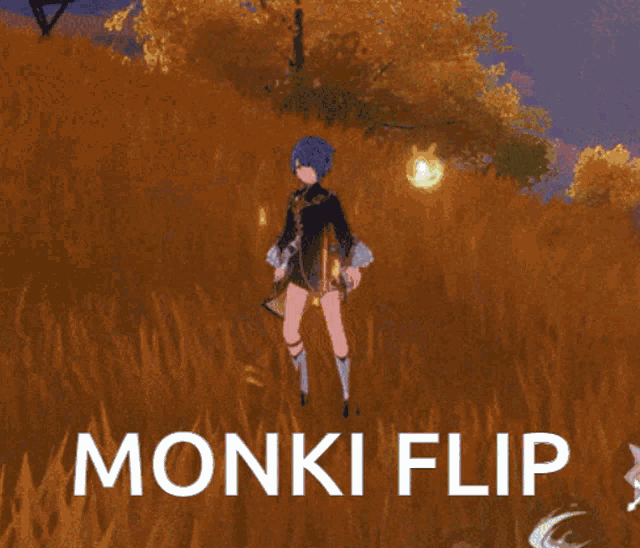 a monki flip is being performed by a person in a video game