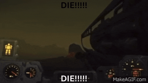 a screenshot of a video game with the words `` die '' written on it