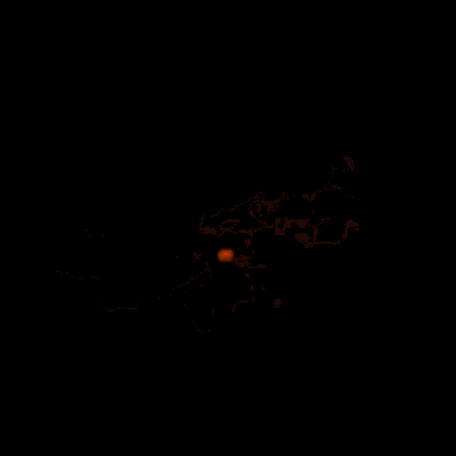 a black background with a large orange cloud in the middle
