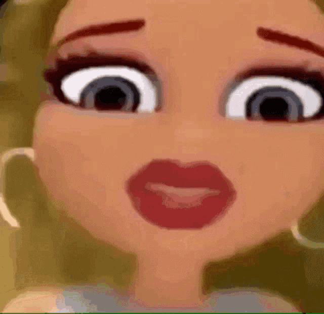 a close up of a cartoon girl making a funny face .