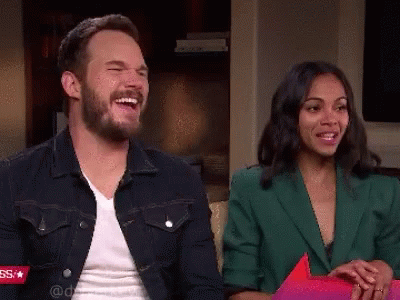 Laugh Reactions GIF - Laugh Reactions Chris Pratt And Zoe Saldana GIFs