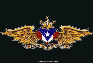 a latin queen logo with wings and a heart