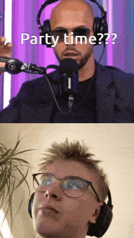 a picture of a man wearing headphones and a picture of a man wearing glasses