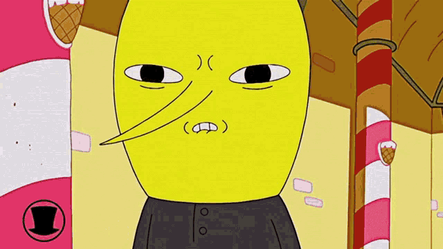 a cartoon character with a long nose and a top hat