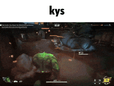 a screenshot of a video game with the word kys on top