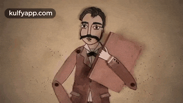 a cartoon of a man in a suit holding a book and money