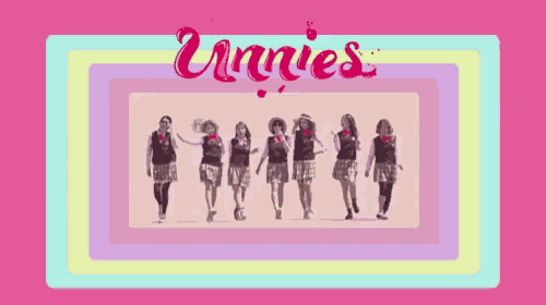 a group of girls are dancing in front of a pink background with the word annies