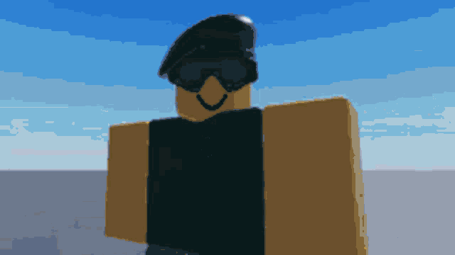 a pixel art of a person wearing sunglasses and a hat