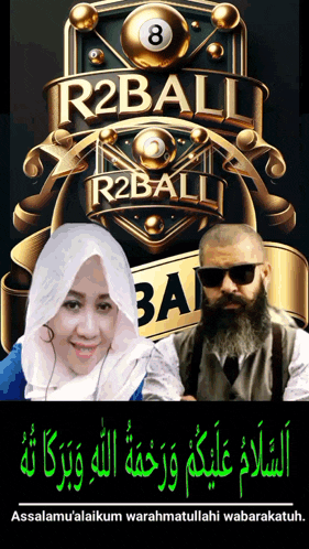 a poster for r2ball with a man and a woman on it