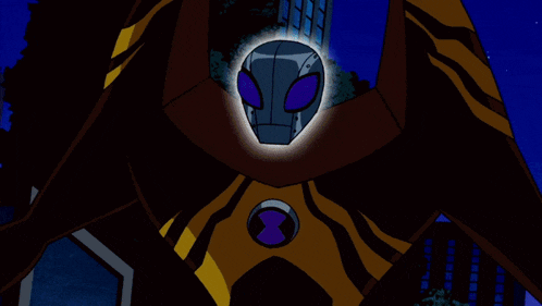 a cartoon character is standing in front of a building with a woman standing behind him