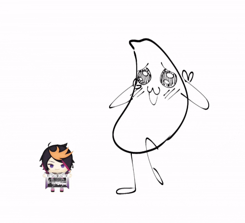 a drawing of a cartoon character with a purple haired girl and a ghost