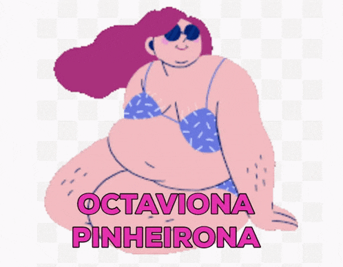 a cartoon drawing of a woman in a bikini with octaviona pinheirona written on the bottom